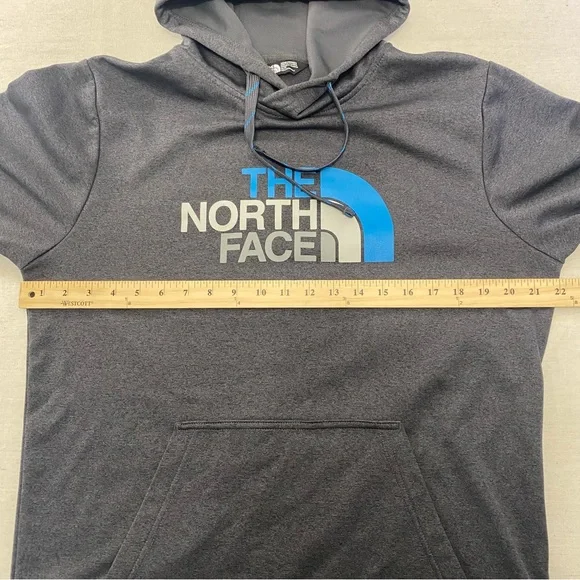 The North Face Men's Medium Gray Hoodie Graphic Logo Print Drawstrings Pullover - Picture 9 of 11